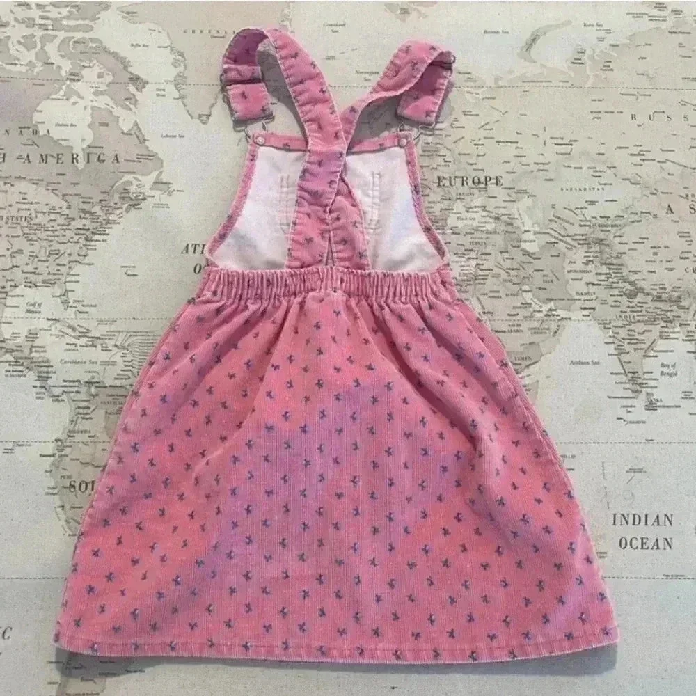 Vintage Osh Kosh Floral Cord Overall Dress 5